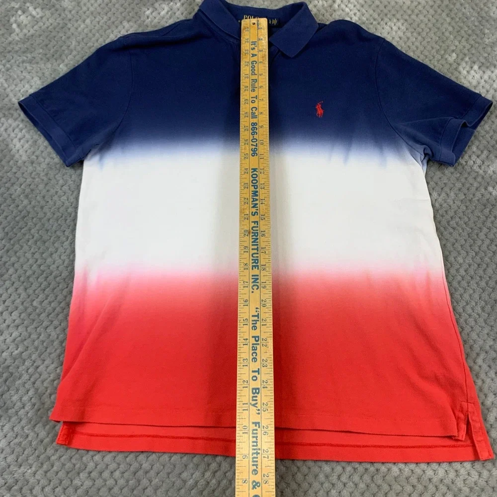 Polo Ralph Lauren Men Ombre Dip Dye Polo Shirt Red White Blue Large 710723686001